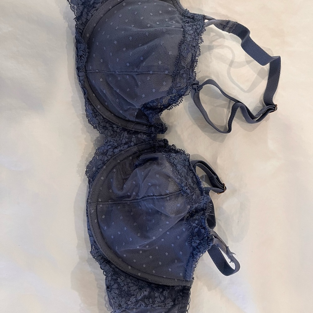 Victoria's Secret Lace Polka Dot Bra in Navy